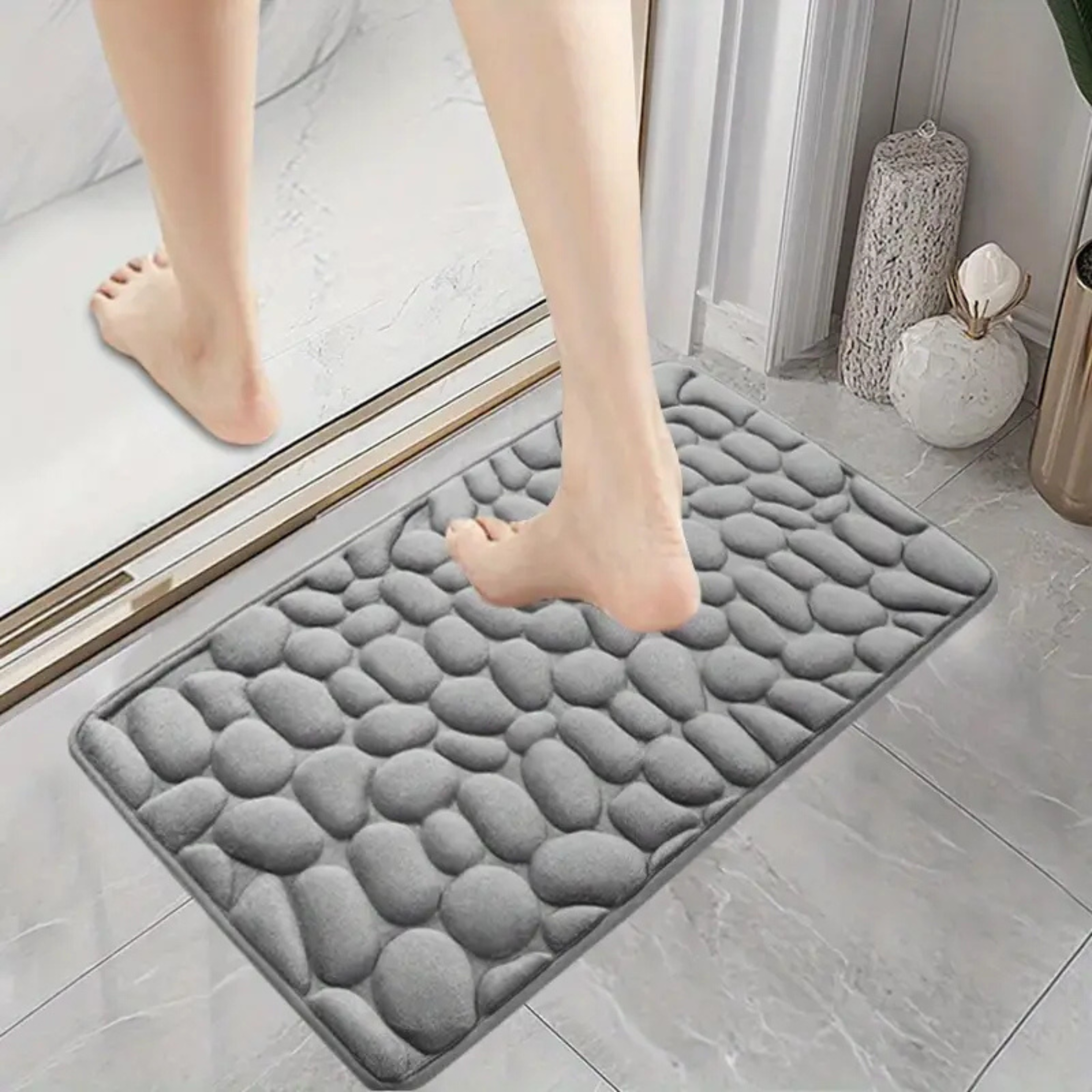 Set 4 Covorașe de Baie Antiderapante, Gri