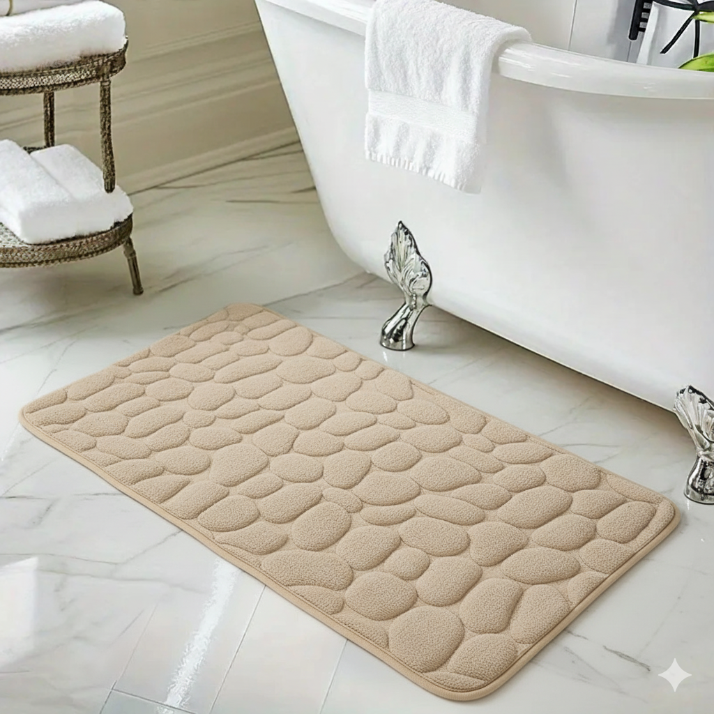 Set 4 Covorașe de Baie Antiderapante, Crem