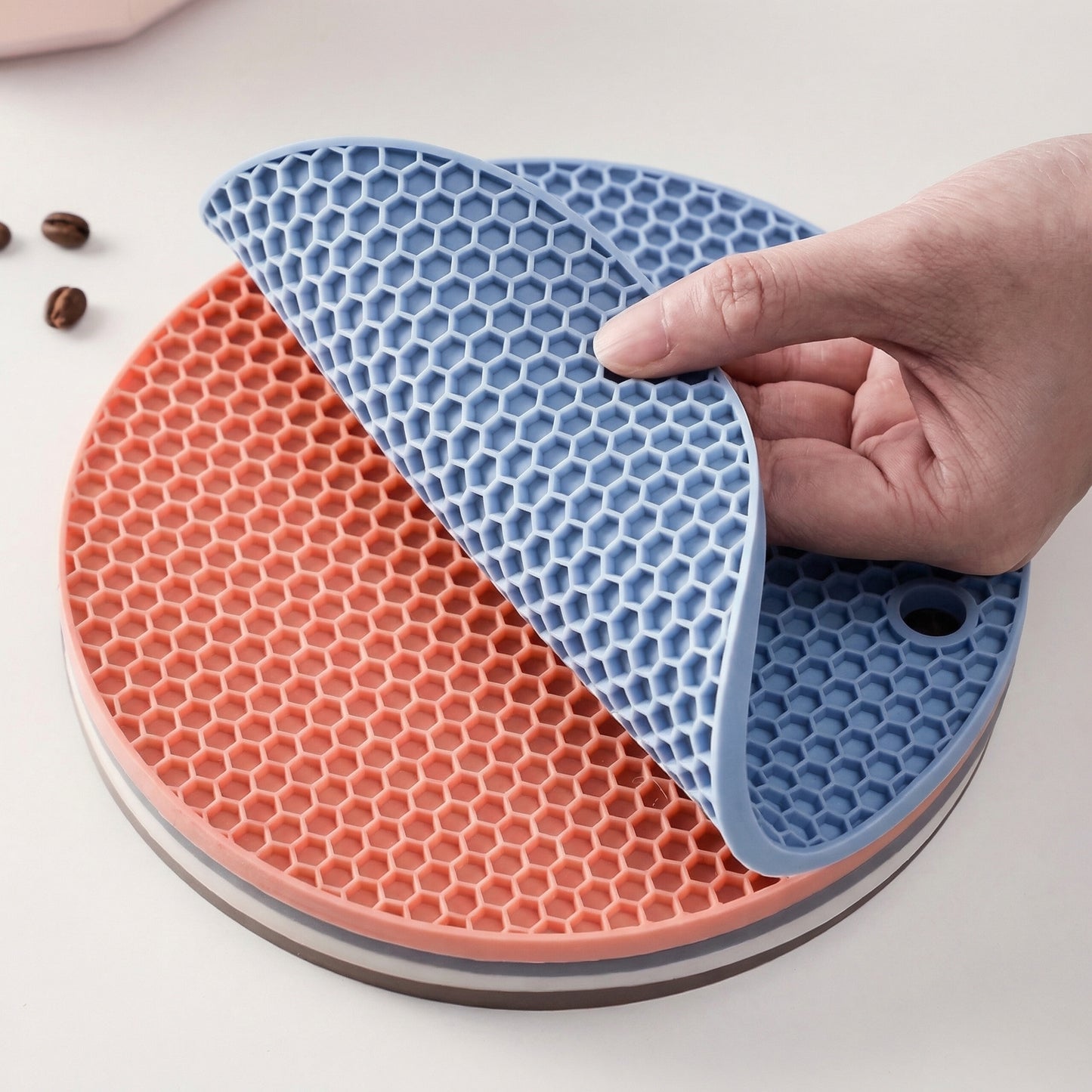 Set de 4 Suporturi Rotunde din Silicon Rezistente la Căldură