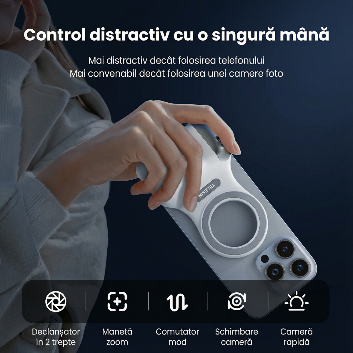 Suport pentru Telefon cu Rotire Magnetică de 360°