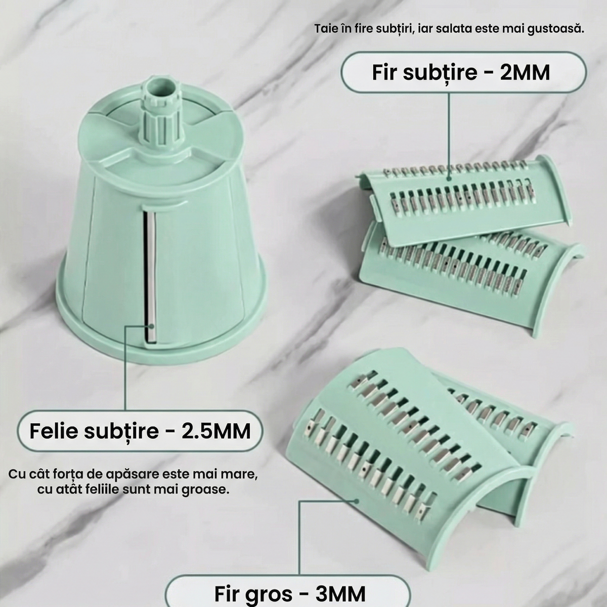 Răzătoare de Legume cu Mandolină, 5 Lame Interschimbabile