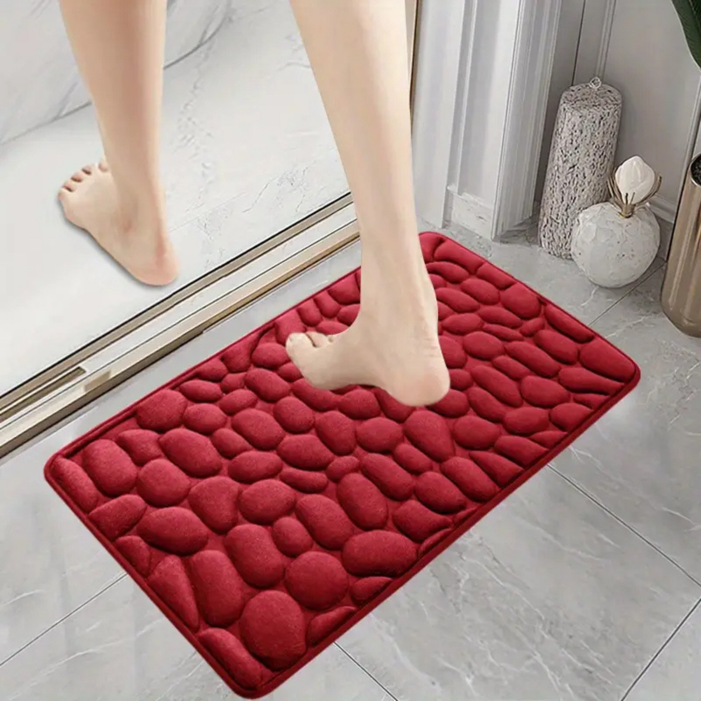 Set 4 Covorașe de Baie Antiderapante, Roșu