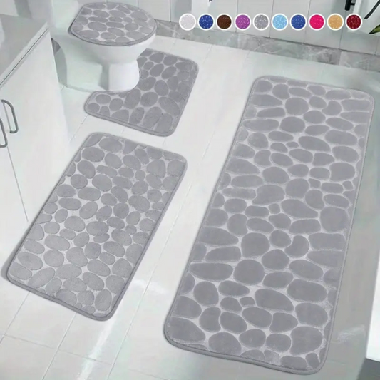 Set 4 Covorașe de Baie Antiderapante, Gri