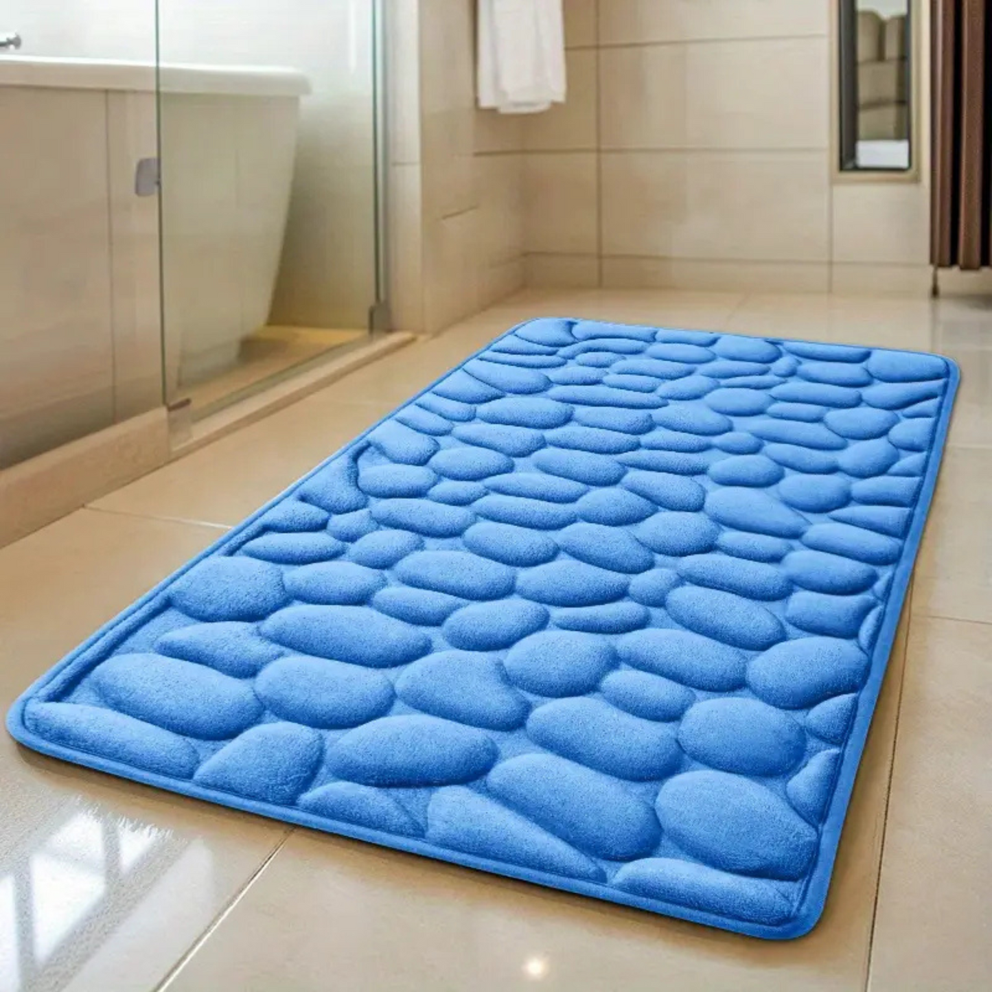 Set 4 Covorașe de Baie Antiderapante, Albastru