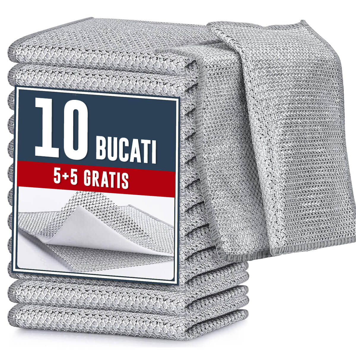 Laveta din Fibra Abraziva Pentru Vase (5+5 Gratis)