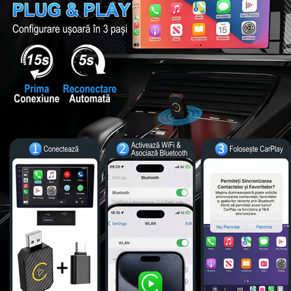 Adaptor Wireless CarPlay și Android Auto