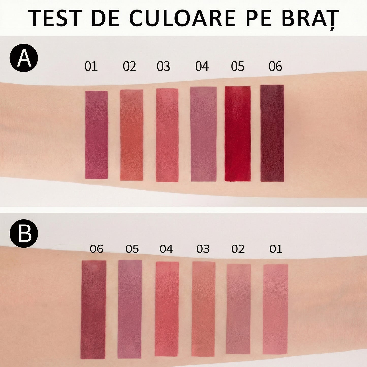 Set de 6 Bucăți Ruj Lichid Mat - Rezistent la Apă, de Lungă Durată, Acoperire Completă, fără Lipici, cu 6 Nuanțe