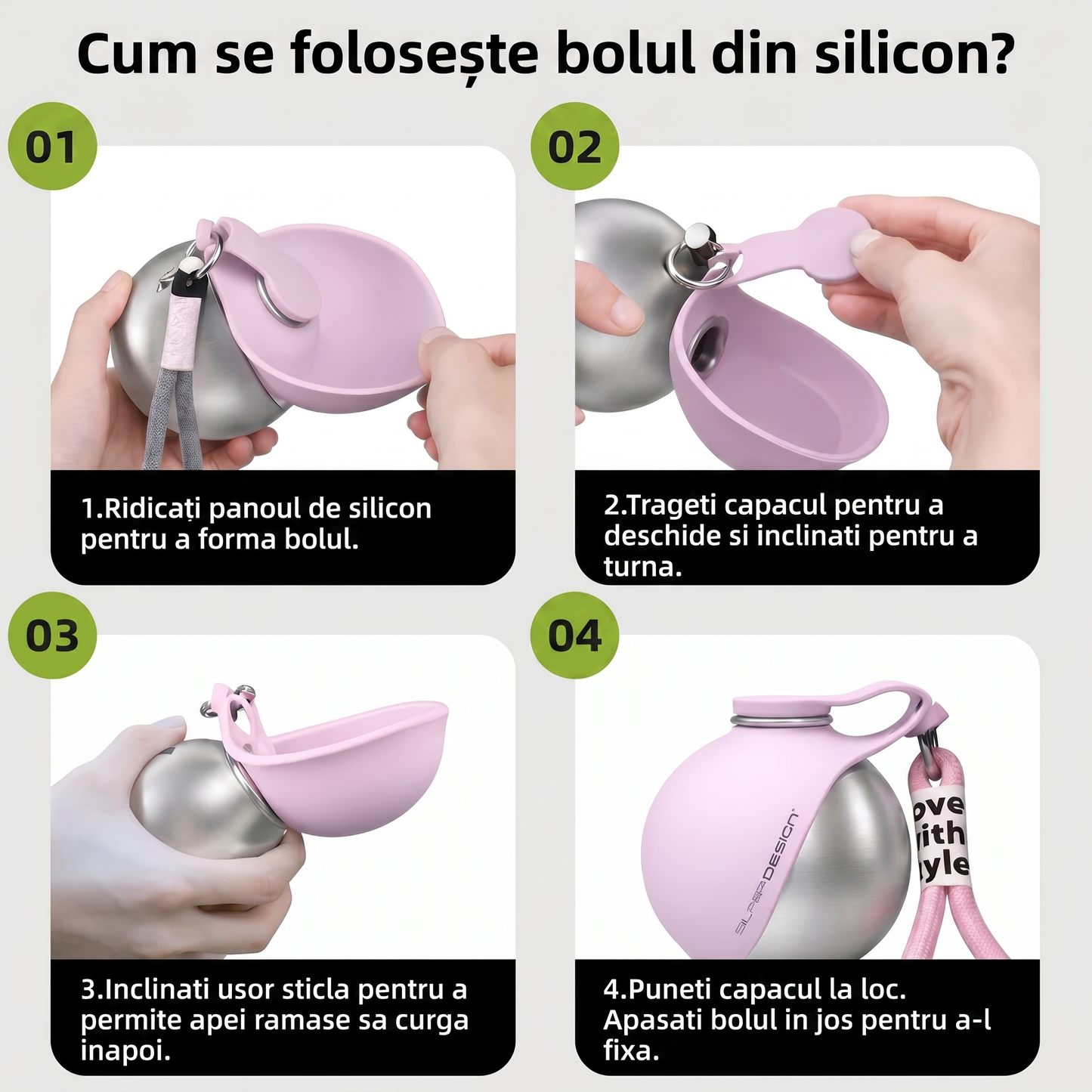Sticlă de Apă 2in1 în Formă de Minge pentru Animale