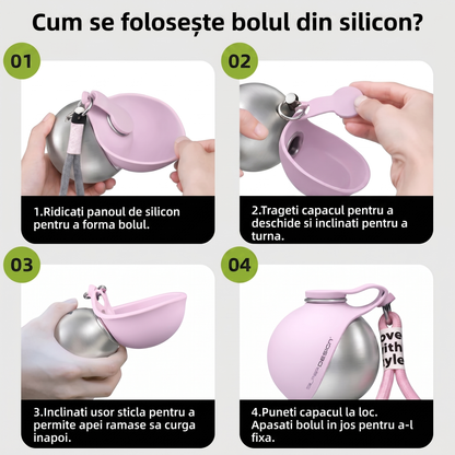 Sticlă de Apă 2in1 în Formă de Minge pentru Animale