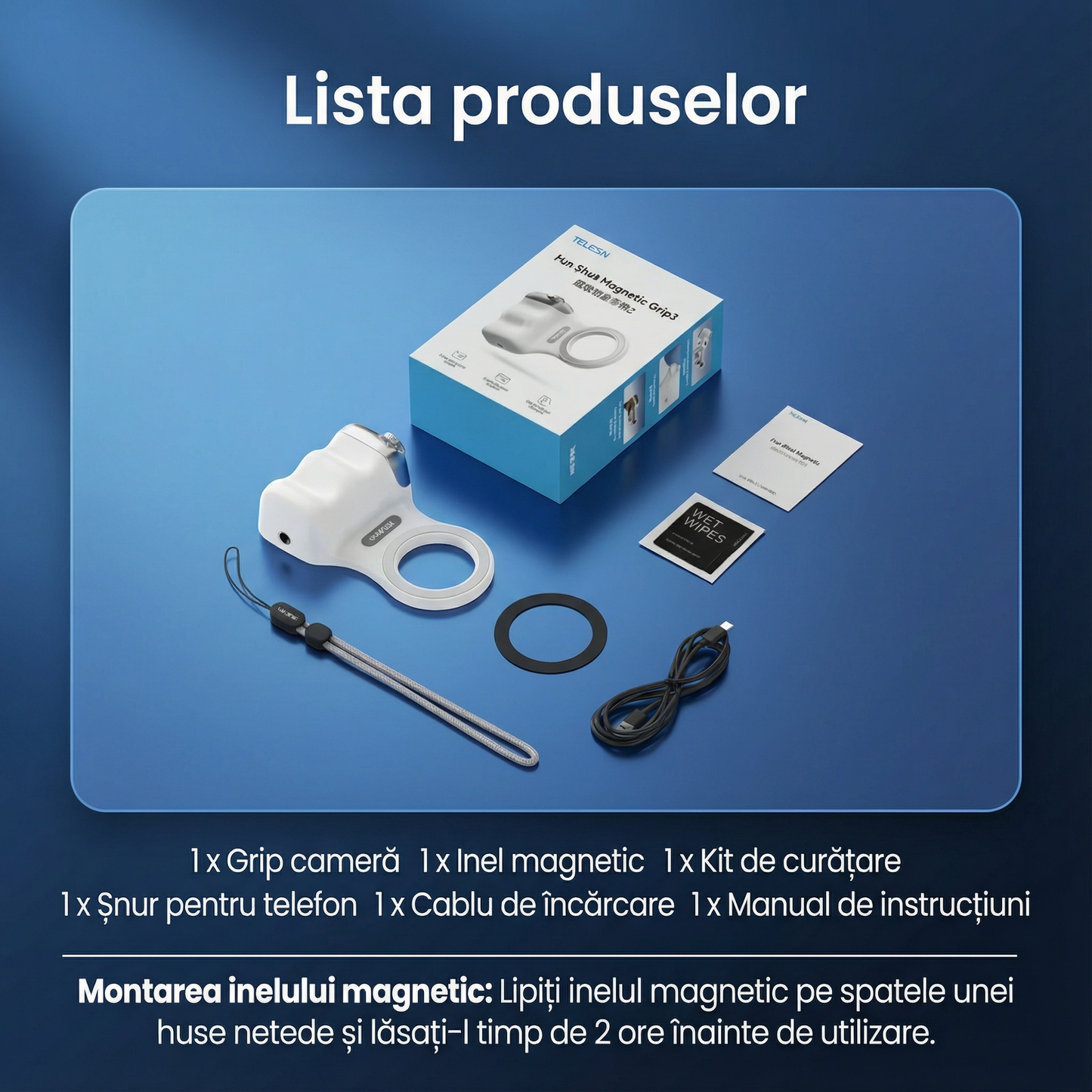 Suport pentru Telefon cu Rotire Magnetică de 360°