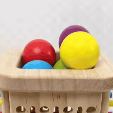 Joc Educativ din Lemn - Turnul cu Bile și Bețe Colorate