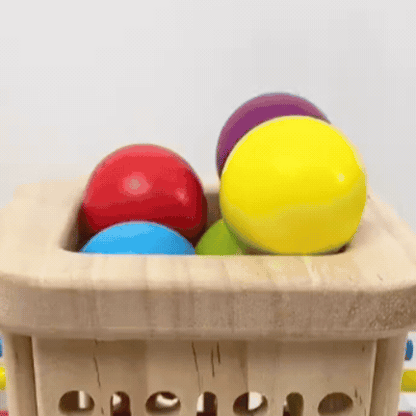 Joc Educativ din Lemn - Turnul cu Bile și Bețe Colorate