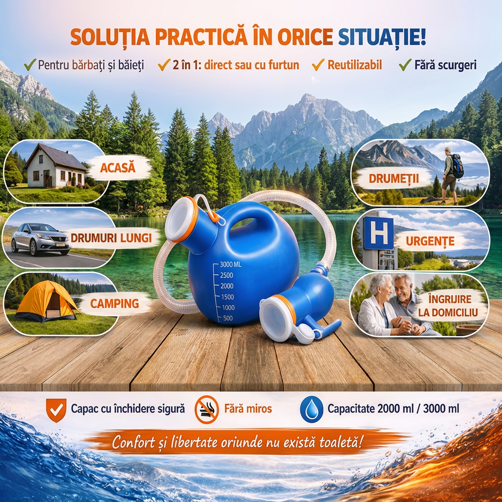 Urinar Portabil 3000 ml cu Furtun Detașabil