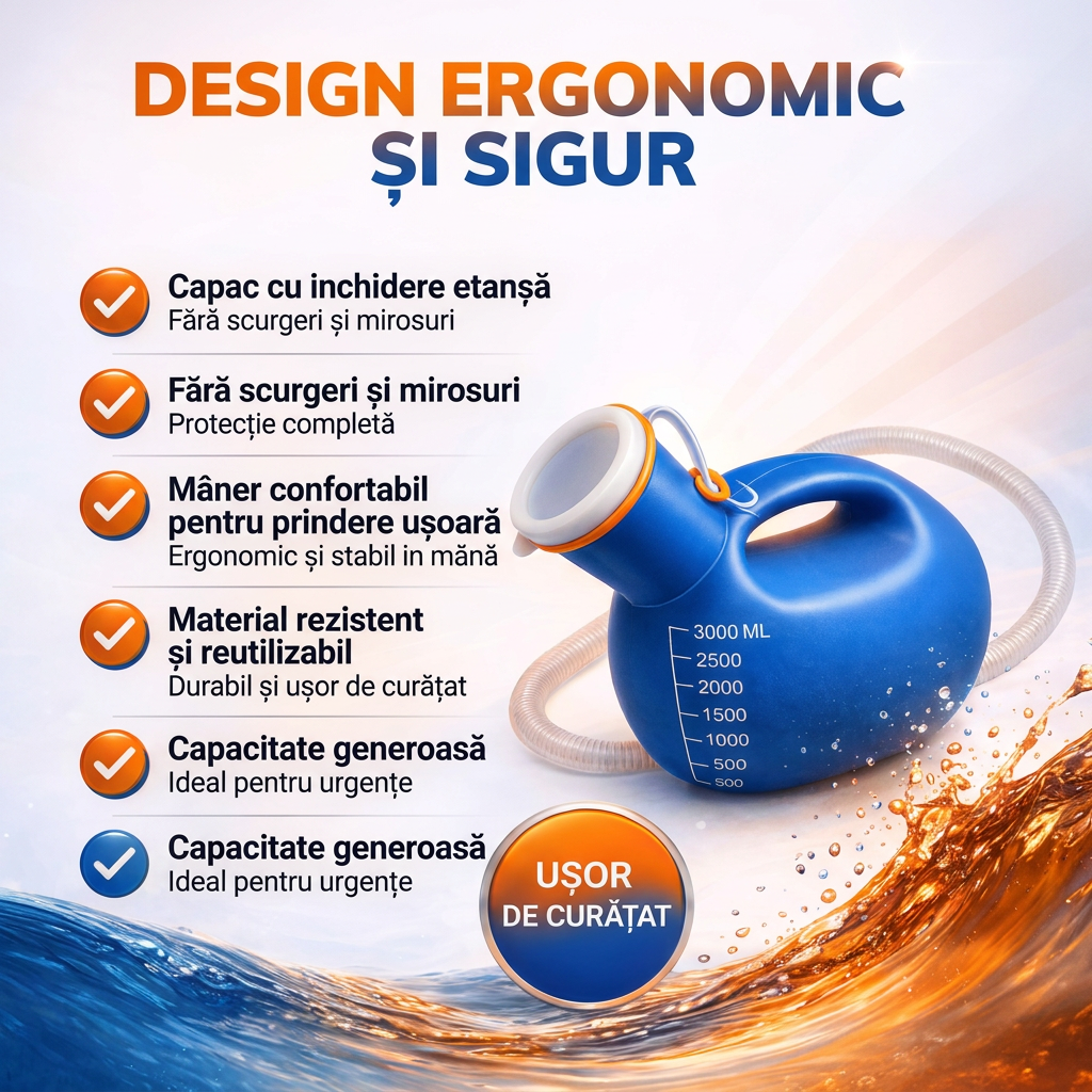 Urinar Portabil 3000 ml cu Furtun Detașabil